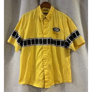 Vintage 2005 Yamaha 50th Anniversary Racing Pit Crew Shirt Yellow Mens L